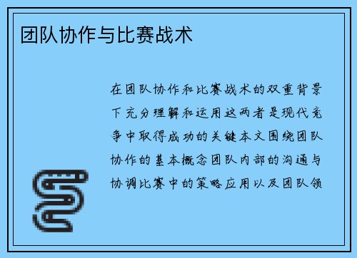 团队协作与比赛战术